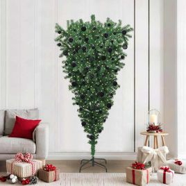 CINDEL Upside-down Artificial Pre-lit Christmas Tree with Ball Set