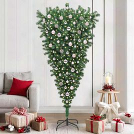 CINDEL Upside-down Artificial Pre-lit Christmas Tree with Ball Set
