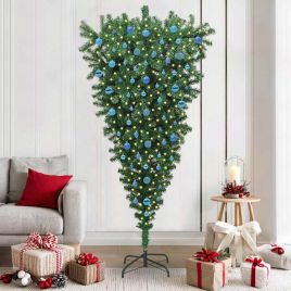 CINDEL Upside-down Artificial Pre-lit Christmas Tree with Ball Set