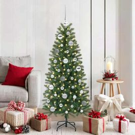 FLINRA Christmas Bauble Set with 150 LEDs 61 pcs Silver Plastic