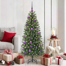 FLINRA Christmas Bauble Set with 150 LEDs 61 pcs Lilac Plastic