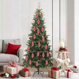FLINRA Christmas Pine Cone Ball 40 pcs Red Plastic