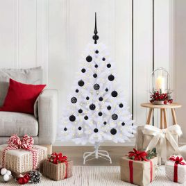 FROSTEL Artificial Hinged Christmas Tree White 120 cm PVC and Steel
