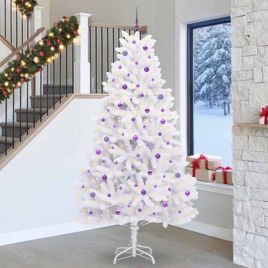 CUDWIN Artificial Hinged Christmas Tree White 270 cm PVC and Steel