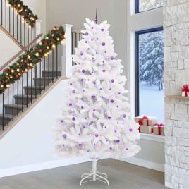 CUDWIN Artificial Hinged Christmas Tree White 300 cm PVC and Steel