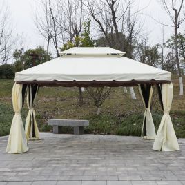 3x4m Vented Roof Aluminium Frame Gazebo - Cream White