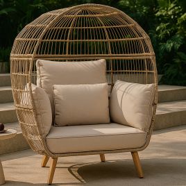 QUENBY Rattan Outdoor Egg Chair - Oak