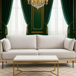 ROSEVALE Fabric 3 Seater Sofa - Natural