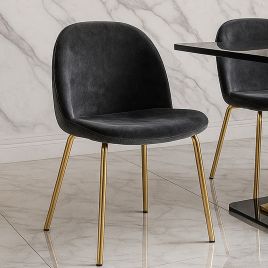 THORNWOOD Dining Chair Grey Velvet - Set of 2