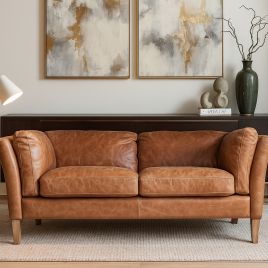 WHITSTABLE Leather 2 Seater Sofa - Brown