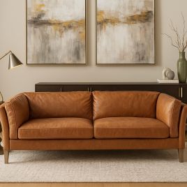 WHITSTABLE Leather 3 Seater Sofa - Brown