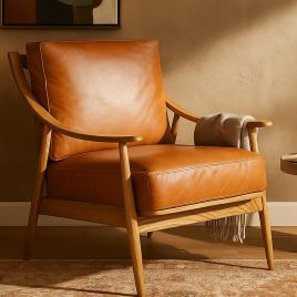 WINTON Leather Armchair Brown