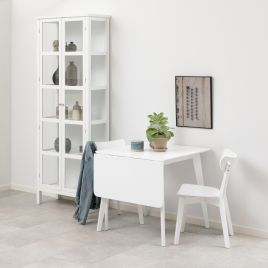 ROXEN Square Dining Table in White Included 2 Dining Chair in White