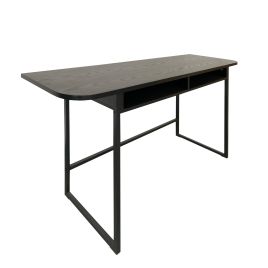 KENDRAL Console Table With Open Shelf and Oak Top in Black