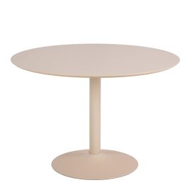 HARVINE Round Dining Table with Beige Top and Matt Beige Base