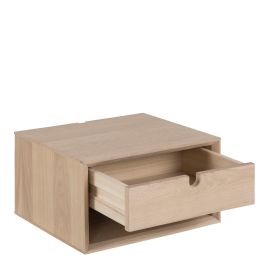 Bedside Table - CENTURY 1 Drawer Wall Mounted Nightstand Oak 37cm