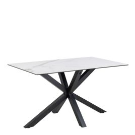 FUMES Dining Table with Ceramic White Top 135cm