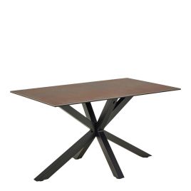 FUMES Dining Table with Ceramic Rusty Brown Top 135cm