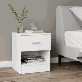 AYSFORD 1 Drawer Bedside Table with Open Shelve - White