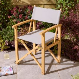 EVERSET Timber Garden Folding Directors Chair - Slate Grey