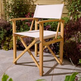 EVERSET Timber Garden Folding Directors Chair - Natural