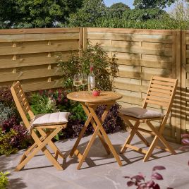 OXRYN Garden Bistro Table and Chair Set - Oak Finish