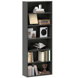 HERON Six Shelf Bookcase Black