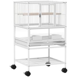 PAWSTER Bird Cage with Rolling Stand and Acrylic Viewing Panels