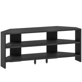 HERON Corner TV Stand with 2 Open Shelves Black