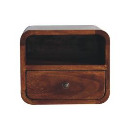 CROMER Extra Mini Wall Mounted Curved Chestnut Bedside with Open Slot