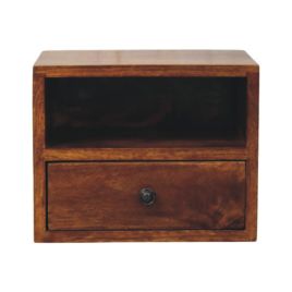 ASSISI 1-Drawer Chestnut Wall Mounted Nightstand, Ready Assembled
