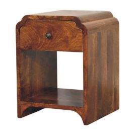 MODENA Mini Chestnut Nightstand with a drawer and open shelf
