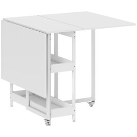 HERON Industrial Folding Dining Table Drop Leaf Table White