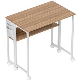 HERON 80 cm Drop Leaf Writing Work Desk Natural Wood Finish