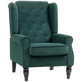 HERON Wingback Accent Chair Retro Upholstered Button Tufted Green