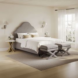 QUINEL Double Linen Bedframe - Light Grey