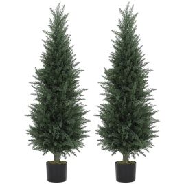 HERON Set of 2 Decorative Artificial Cypress Tree 120cm 638 Leaves