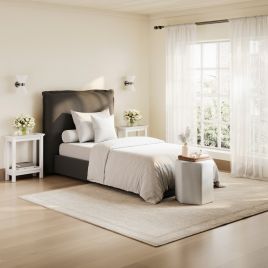 SOLDAY Single Linen Bedframe - Deep Grey