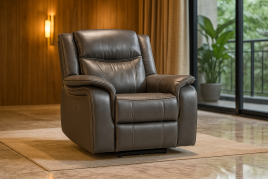 TECHLUXE Leather Single Recliner Sofa - Dark Grey