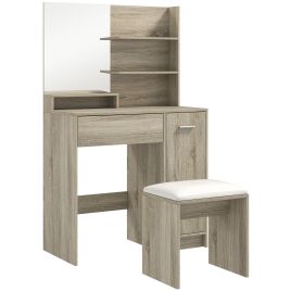 HERON Dressing Table and Stool Set Wood Effect
