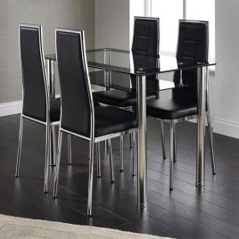 Maldon Dining Table in Chrome and Black