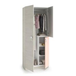 FRANCESCO 3 Door Slim Narrow Wardrobe Grey and Pink - 90cm