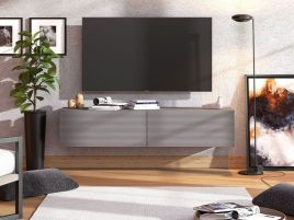 Amarentino Graphite Grey Wall Mounted Floating Wide Large TV Unit - Grey