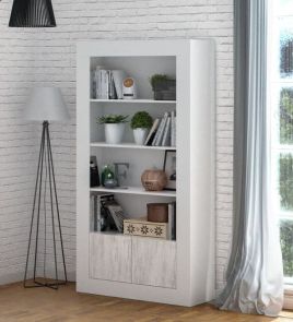 Tevezio White And Wood Effect Tall Bookcase - White
