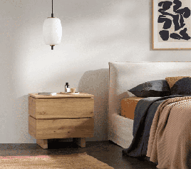 Bedside Table - TUNA  2 Drawer Nightstand Artisan Oak Effect 60cm