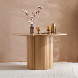 AUREN Fluted Round Dining Table - Oak