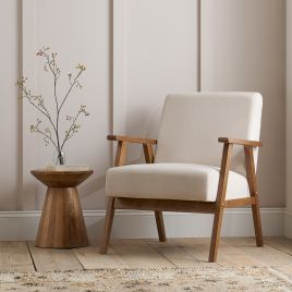 ELVRIC Fabric Armchair - Cream
