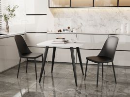 NEXO Square Dining Table with 2 Duo Plastic Chairs - White with Black