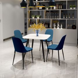 NEXO Square Dining Table with 4 Duo Plastic Chairs - White with Blue