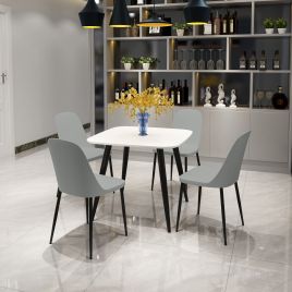 NEXO Square Dining Table with 4 Duo Plastic Chairs - White with Grey